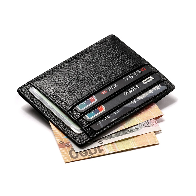 Portable Travel Rfid-blocking  Leather Credit Card Holder Slim Thin Wallet