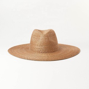 Precious Luxury Custom High Quality Fine Straw Braid Wide Brim Trilby Fedora Hat for Woman Lady Men UV Sun