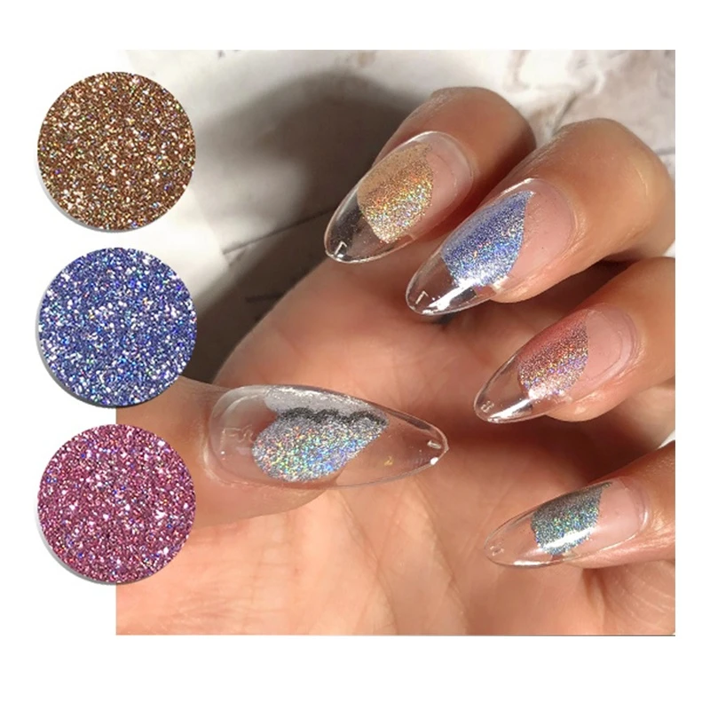 Press On Nails Solid Sugar Glitter Collection Holographic Art Nail 12 colors/set Solvent-resistant Solid Chunky Powder Pigment