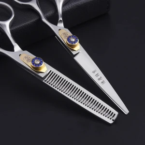 Professional hair scissors set customize available barber shear black color hair cutting scissors 4cr13