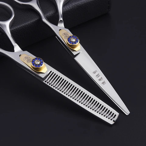 Professional hair scissors set customize available barber shear black color hair cutting scissors 4cr13