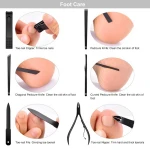 Professional Luxury PU leather case Manicure Beauty 15 Pcs all-in 1 kit Stainless Steel SS Gift Black Pedicure Manicure Tool Set