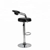 PU Leather Swivel Adjustable Seat Height Home Kitchen Bar Stool Chair With Padded Back And Chrome Footrest, Black