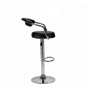 PU Leather Swivel Adjustable Seat Height Home Kitchen Bar Stool Chair With Padded Back And Chrome Footrest, Black