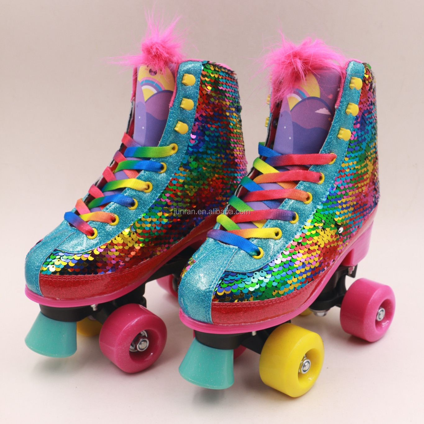 Buy Quad Roller Skate Shoes With Flashing Wheels Colorful French Terry