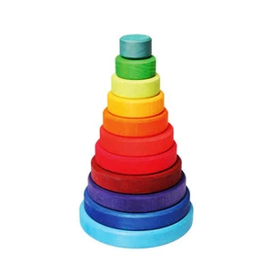 Rainbow color tower montessori toy educational block for kids