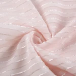 Ready goods woven plain dyed dress stripe polyester voile fabric with tassels