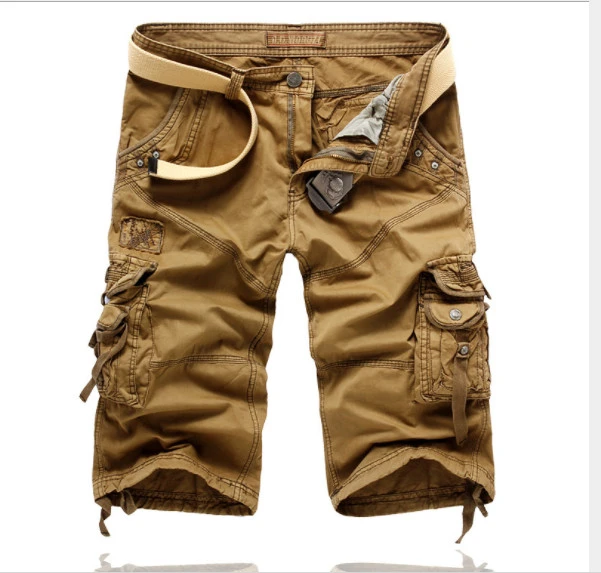 Ready to ship  Men&#39;s classic-Fit  Casual short Men Shorts Multi-pocket Cargo Short without belt for men in stock