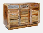 Reclaimed Recycled Reproduction Wooden 3 Door 3 Drawer Sideboard Cabinet