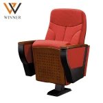 Red metal pastor church chair movable Training Room college school student auditorium chairs