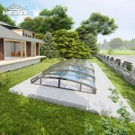 Retractable Arch Roof Hot Tub Enclosures Swimming Pool Winter Cover