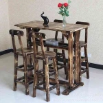 Retro bar club pine bar chairs set furniture,antique charcoal color pine bar furniture set