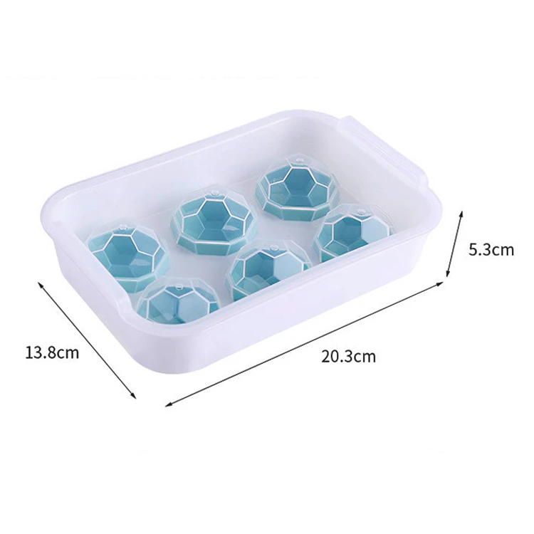 Reusable 6 Cavity Large Spherical Shape Eco-friendly Food Grade Silicone Ice Ball Mold
