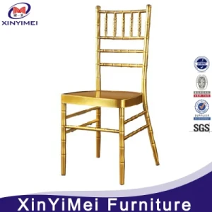 Royal Luxury Gold Event Chair Chiavari Metal with Cushion Stainless Steel Round Back Wedding