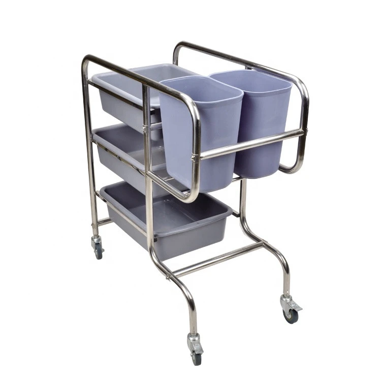 rubbish trolley Double Layer Stainless Steel Knocked down Hotel Food Cleaning Trolley stainless steel trolley cart