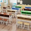 School  of Classroom furniture low price manufacture wooden and metal type double student desk and Chair