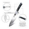 SHAN ZU  Chefs Knife Professional Kitchen Knife X50CrMoV15 Stainless Steel 8 inch with Ergonomic Pakkawood Handle