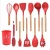 Import SHINING Cooking Stainless Steel Silicone Kitchen Utensils 12 Red With Rack from China