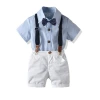 Short-sleeved striped shirt collar section overalls show gentleman&#x27;s four-piece suit middle and small children&#x27;s baby summer out
