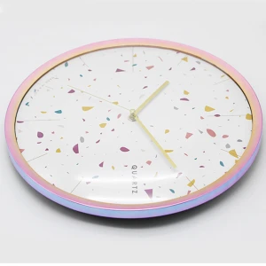Side color plastic frame with waterstone design clock for wall decoration