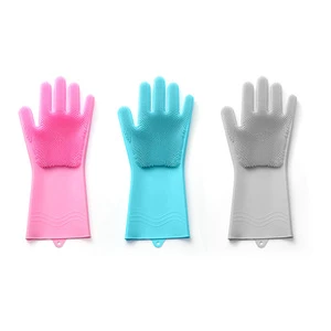 Silicone Brush Gloves for Cleaning Kitchen Food dishes POTS Bowls Vegetables Fruits Shellfish Seafood Ceramics Glass Pets Cars