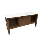 Solid wood walnut veneer hotel bathroom cabinet,wooden bathroom vanity