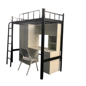 Space-Saving Design Full Metal Loft Bed with Ladder and desk