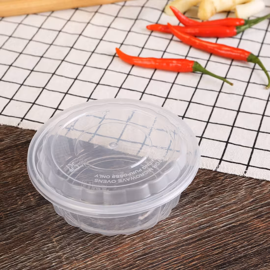 500ml Round Base Plastic Take-out Bowl with Clear Lid