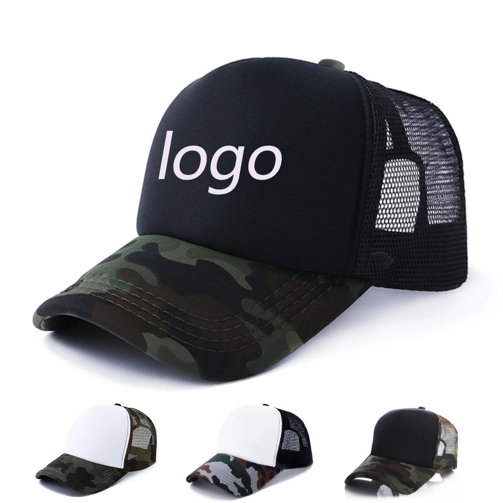 Spot military training camouflage sports hat printing LOGO shade light board net hat baseball hat