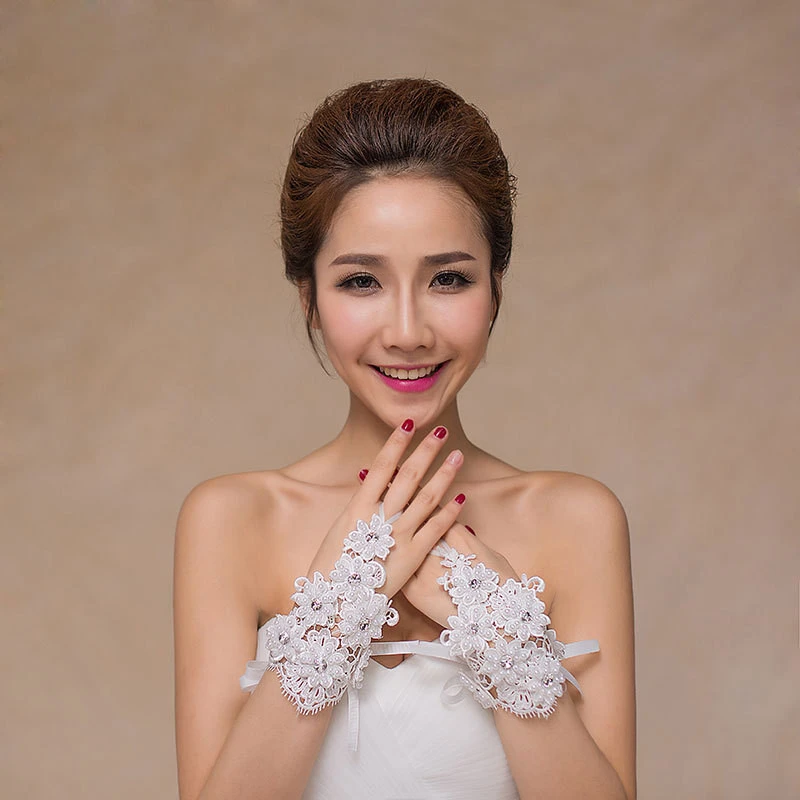 ST-0031  Hot sale high quality cheap dress white wedding women gloves party