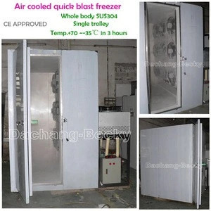 Stainless steel 304 vertical air cooled quick blast freezer shock freezer with single trolley for food