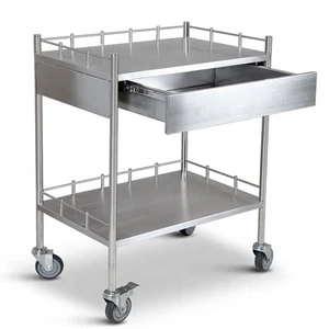 Stainless steel medical instrument trolley cart