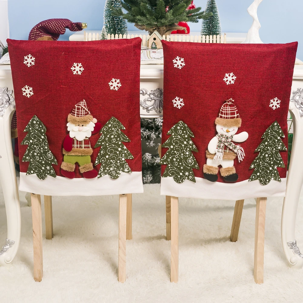 stock China factory direct sale festival decor polyester red christmas xmas santa hat design party polar fleece chair cover