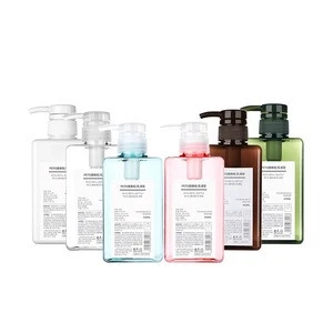 Stock High quality 450ml Plastic Thick Wall Square PETG Cosmetic Lotion Liquid Detergent Custom Shampoo Bottle