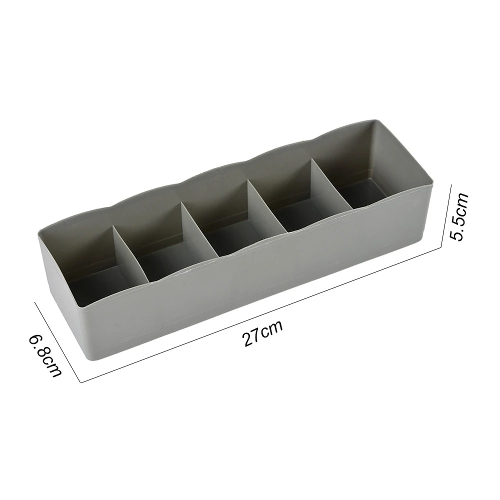 Storage Box 5-grids Multi-function Plastic Drawer Organizer Underwear Closet Bin