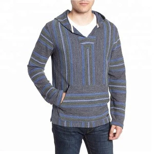 striped textured cotton fixed hood sweatshirts mens hoodie