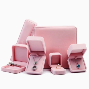 SUNDO Factory wholesale price jewellery necklace bangle bracelet earring ring wedding gift pink velvet jewelry boxes