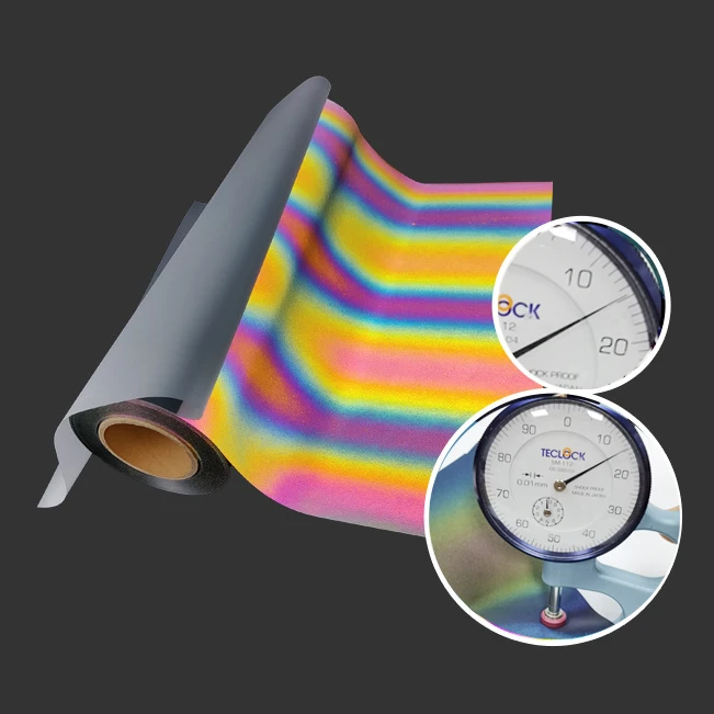 T-shirt Clothing Textiles Colorful Silver Gray Cut HTV PU Hologram Rainbow  Reflective Heat Transfer Vinyl