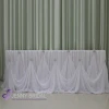 TC106B Fancy chiffon decorative wedding ruffled table skirt with silver buckle