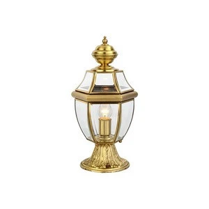 The New American European style brass LED Outdoor copper lamp Glass lamp Garden column light Pillar light Villa garden Gate post