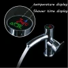 Thermostatic Temperature Display Chrome Waterfall Faucet Basin Mixer Tap