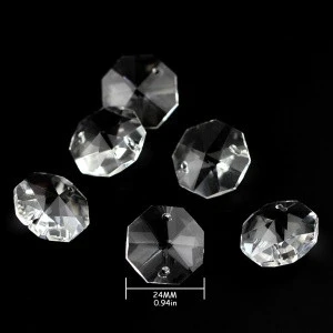 Transparent 10mm-50mm two holes glass octagonal prisms beads chandelier parts for jewelry making lampwork
