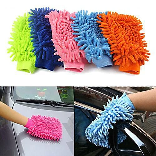 Ultrafine Fiber Chenille Microfiber Car Wash Glove Mitt Soft Mesh backing no scratch Cleaning Cloths