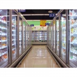 upright chiller supermarket glass freezer cold drink display cooler