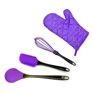 VEICA New Design 4 Pieces Colorful Silicone Kitchen Baking Utensils Set
