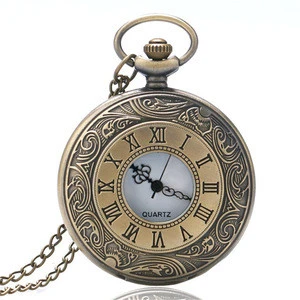 Vintage Charm Antique  chains necklace Japan movement men quartz pocket watch