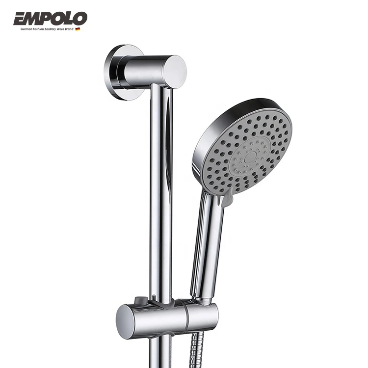 Wall Mounted Chrome Plated Shower Set Stainless Steel Round Sliding Shower bar Hand Shower Rail