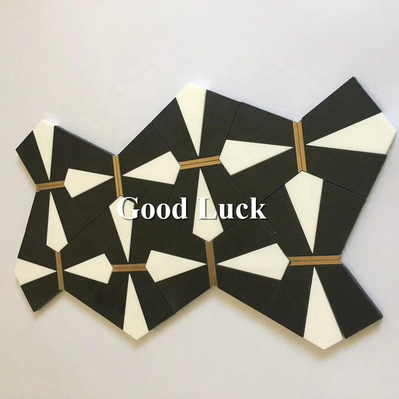 Buy Water Jet Mosaic Pattern Brass Tile Stone Marble Tile Porcelain ...