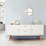 White MDF living room cabinet solid wood tv stand