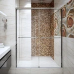 wholesale aluminum frame shower room enclosure hardware double bypass bath glass shower door